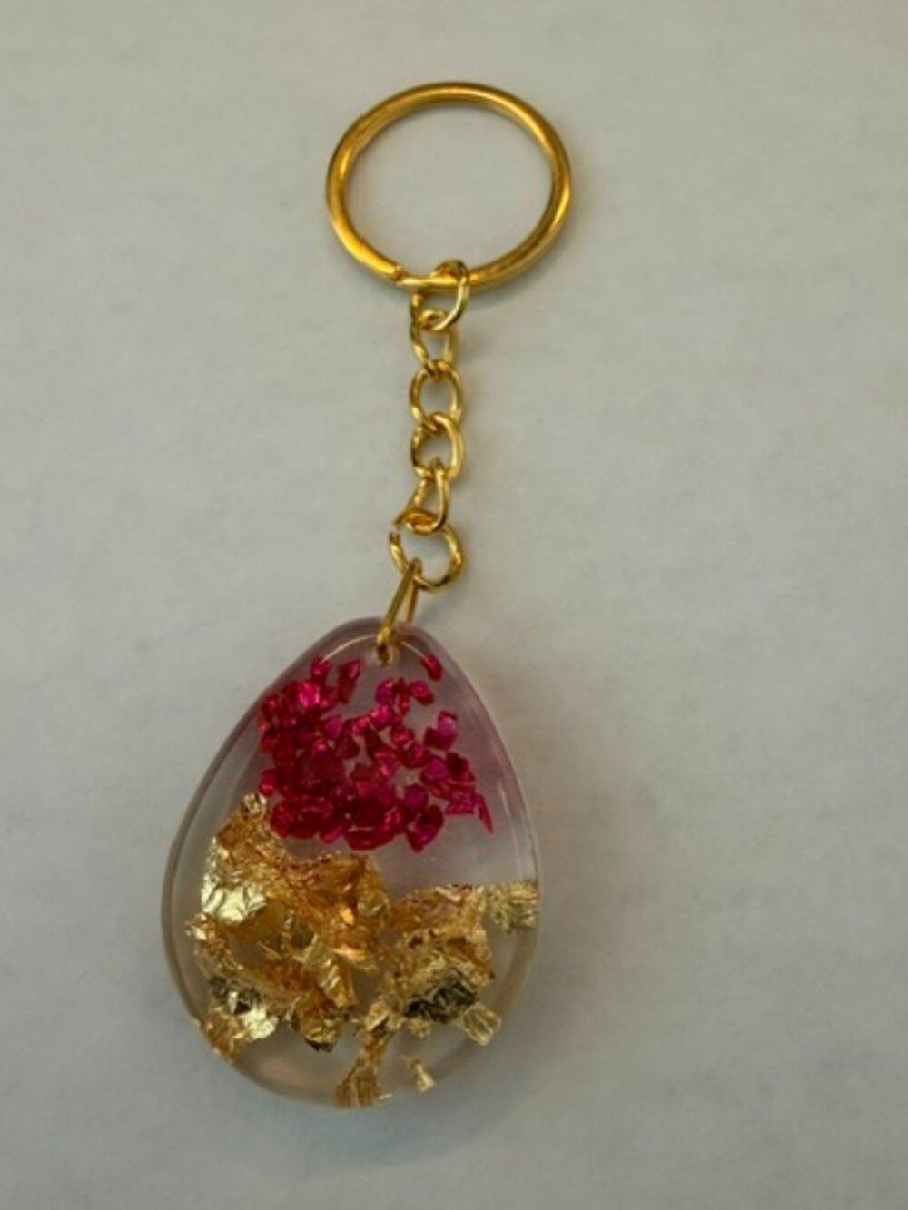 Handmade Resin Keychain – Pink & Gold